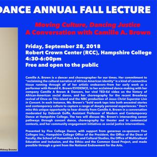 Five College Dance Conversation with Camille A. Brown poster