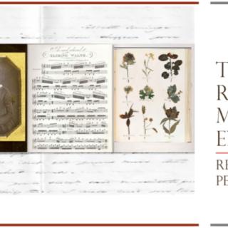 Red Skies Banner & images of Dickinson's music, poetry, herbarium
