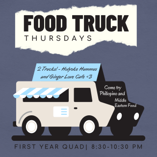 Event poster with an illustration of a food truck