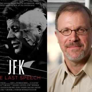 Side-by-side images of "JFK: The Last Speech" movie poster and Ilan Stavans