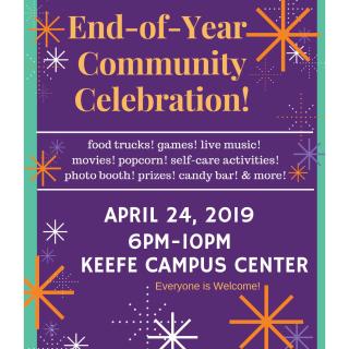 Keefe Campus Center Community Celebration Poster 4/24 6-10pm
