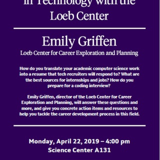 Preparing for Careers in Technology with the Loeb Center  with Emily Griffen, Director of the Loeb Center for Career Exploration and Planning