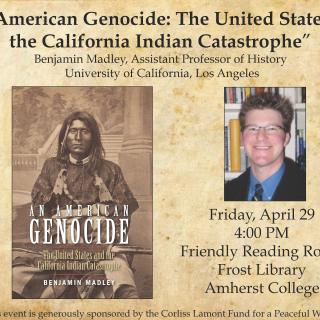 Event poster featuring Madley's book cover and a closeup photo of him