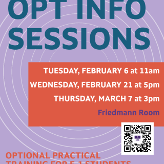 Optional Practical Training (OPT) Info Session Graphic
