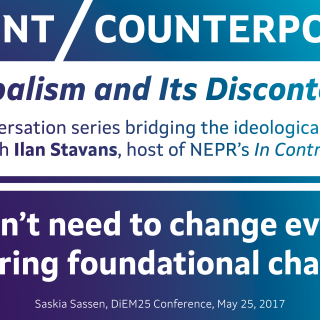 Point/Counterpoint banner image with a quote from Saskia Sassen: "You don't need to change everything to bring foundational change."