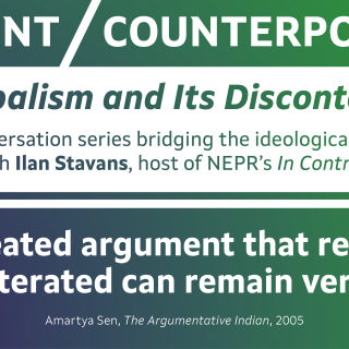 Amartya Sen banner image showing the quote "A defeated argument that refuses to be obliterated can remain very alive."