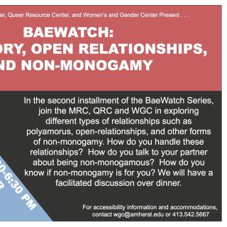 Baewatch: polyamory, open relationships and non-monogamy. Thursday December 7 5:30PM-6:30PM