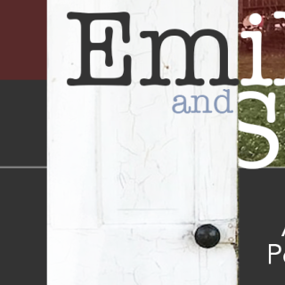 Door with the words "Emily and" in the front and "Sue" peeking out from behind the door. Subtitle: "a new a cappella pop opera."