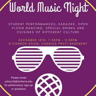 student performances, karaoke, open floor dancing, special drinks and foods of different cultures