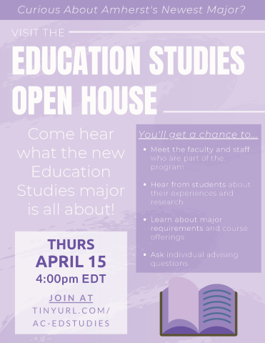 Education Studies Open House Thurs. April 15, 2021 at 4:30 p.m.