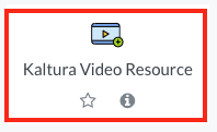 Screenshot of the Kalturan Video Resource option in the add an activity or resource menu