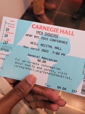 A ticket in hand to Carnegie Hall