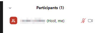 Zoom participant list, host