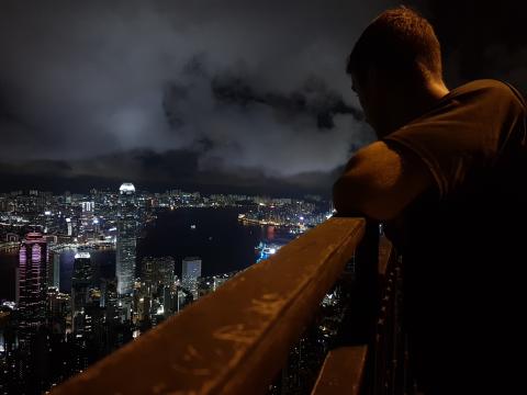 Me looking over the Hong Kong skyline from Victoria Peak
