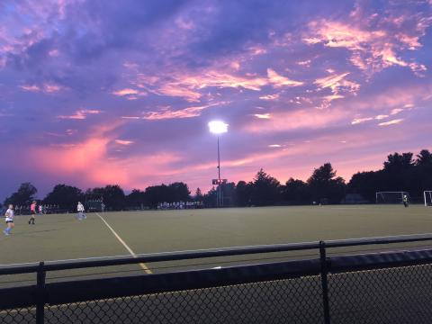 A beautiful sunset at the field hockey field