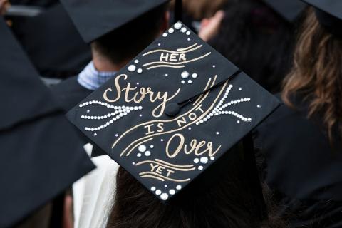 One of many decorated commencement caps