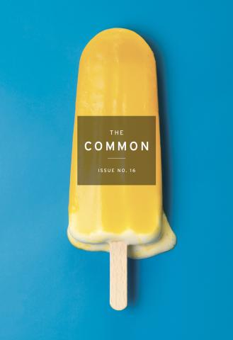 Cover of The Common with bright blue background, bright yellow melting popsicle and The Common logo