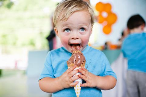 adorable child with ice cream cone