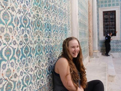 Laughing Against an Istanbul Wall