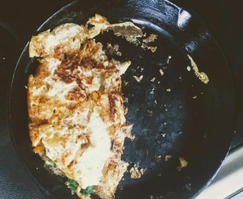 one of my first attempts at making an omelette