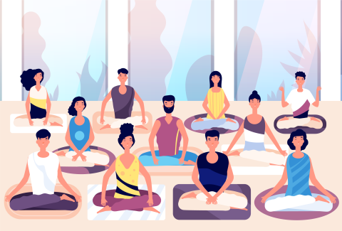 illustration of people meditating together