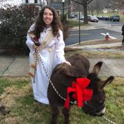 Rev Megan with Christmas donkey