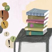 An illustration of a stack of books on a table