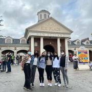 Posing in front of Six Flags New England