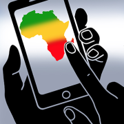Graphic of a map of Africa on a cell phone