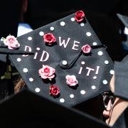A graduation cap saying We Did It