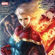 A comic book cover with a superhero surrounded by fire